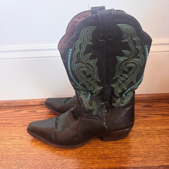 J.B. Dillon JBW2315 Black Teal Leather Cowboy Boots Men\'s Size 9.5B Used main image 6